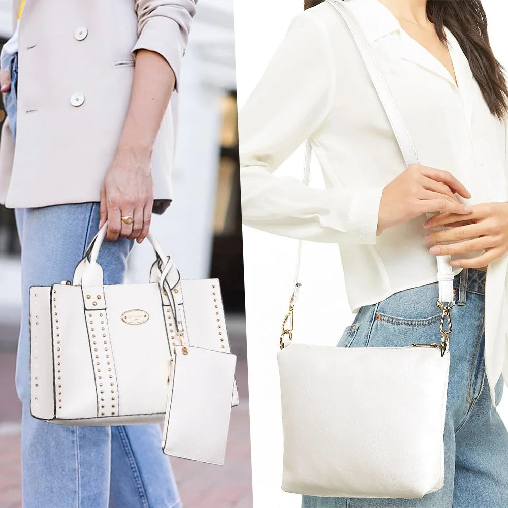 Women'S 3Pcs Purse Handbag Shoulder Bag Tote Satchel Hobo Bag Briefcase Work Bag for Ladies