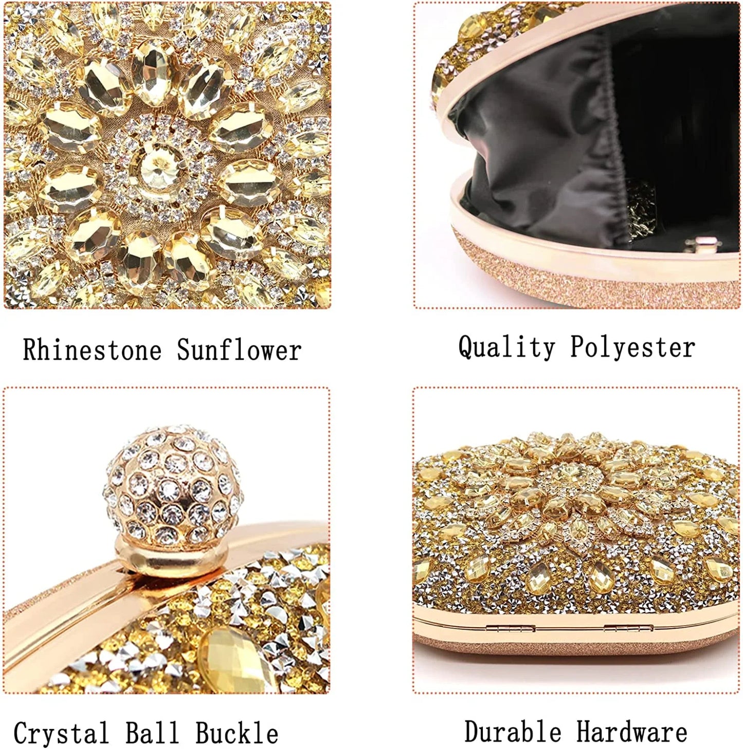 Rhinestone Evening Clutch Bag for Women Bridal Diamonds Clutch Purses Wedding Purse Prom Cocktail Party Handbags