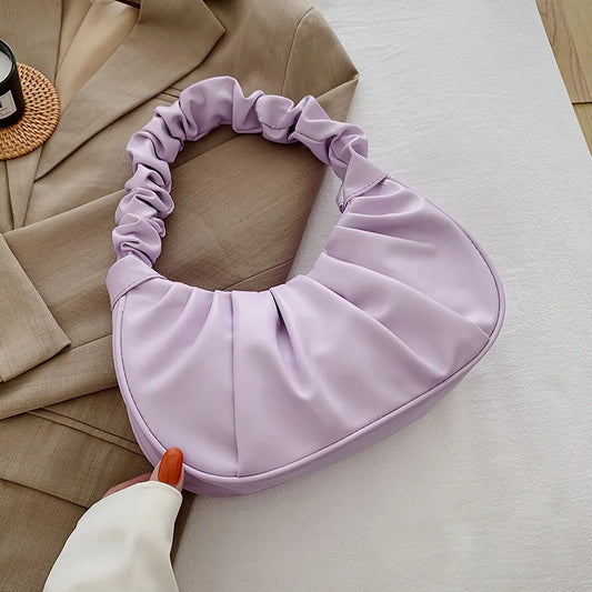 Chic Pleated PU Cloud Handle Bags for Women - Stylish Dumpling Shoulder & Armpit Handbags for Shopping and Leisure - Alrickas’ UNIQUE BOUTIQUE