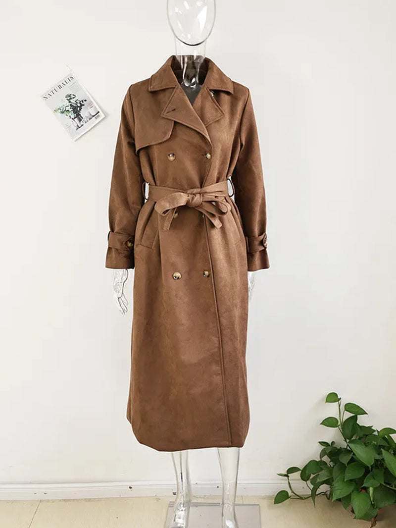Women'S Trench Coats Winter Long Shirt Dress Women Brown Windbreak Coat Korean plus Large Size Casual Outerwear Thickening Fashion