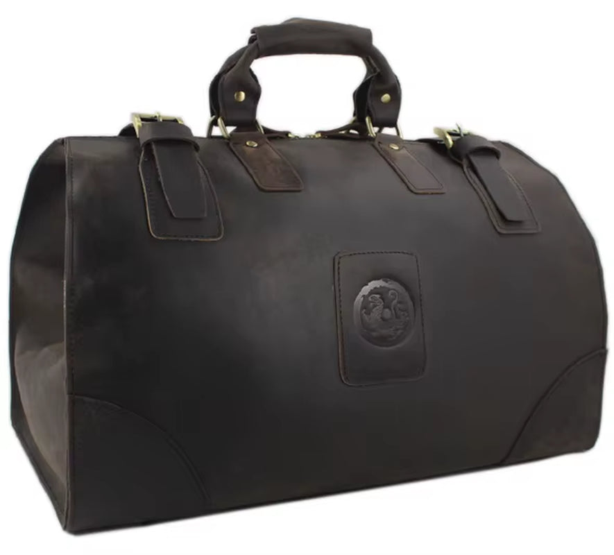 Vintage Crazy Horse Genuine Leather Travel Bag Large Luggage Bag Men Leather Duffle Bag Large Weekend Bag Tote Big