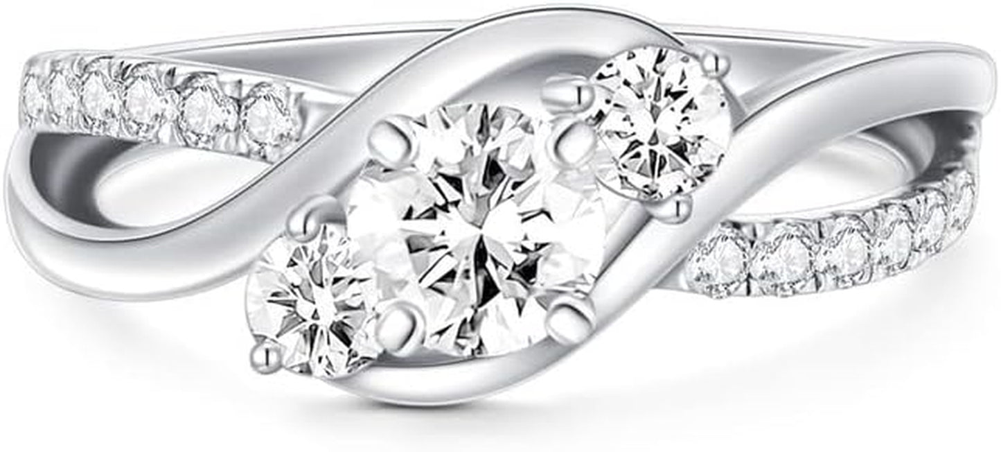 1 Carat (Ctw) Moissanite Engagement Rings for Women 10K/14K/18K White Gold Rings Moissanite Rings