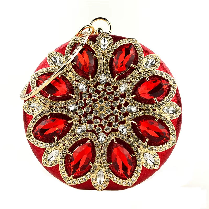Green Clutch Bag Women round Clutch Purse Evening Bag Crystal Wedding Purse and Handbag Exquisite Chain Shoulder Bag ZD1244