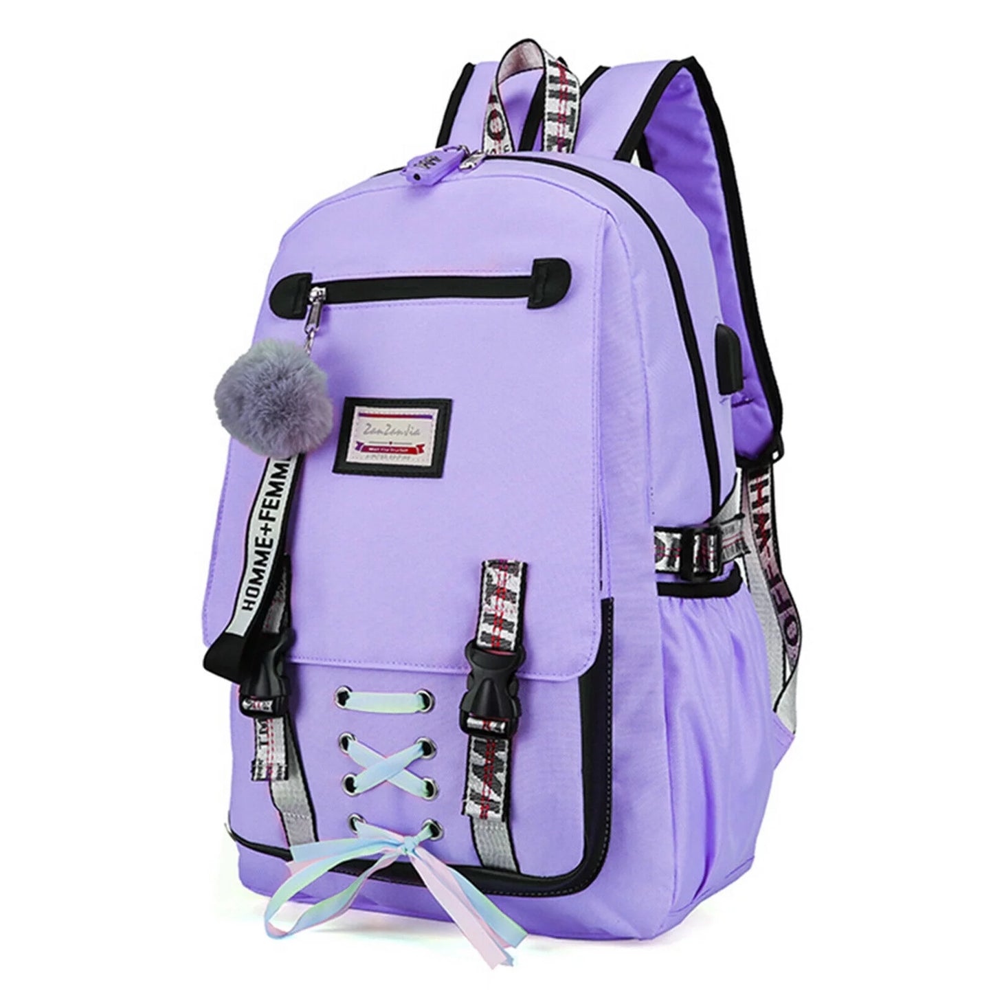 Women Girls School Bag Waterproof Teenage Backpack with anti Theft Lock USB Port College Bookbags Student Laptop