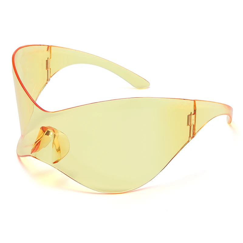 New Oversized Y2K Punk Rimless Sunglasses Women Men Brand Designer Hip Hop Sport One Piece Sun Glasses Shades Goggles