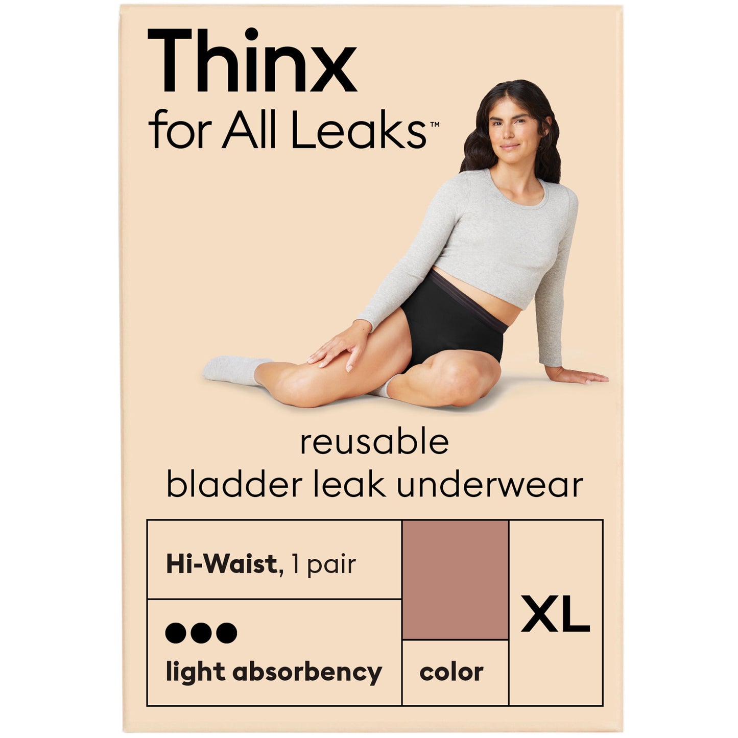 for All Leaks Light Absorbency Hi-Waist Bladder Leak Underwear, Extra Large, Desert Rose