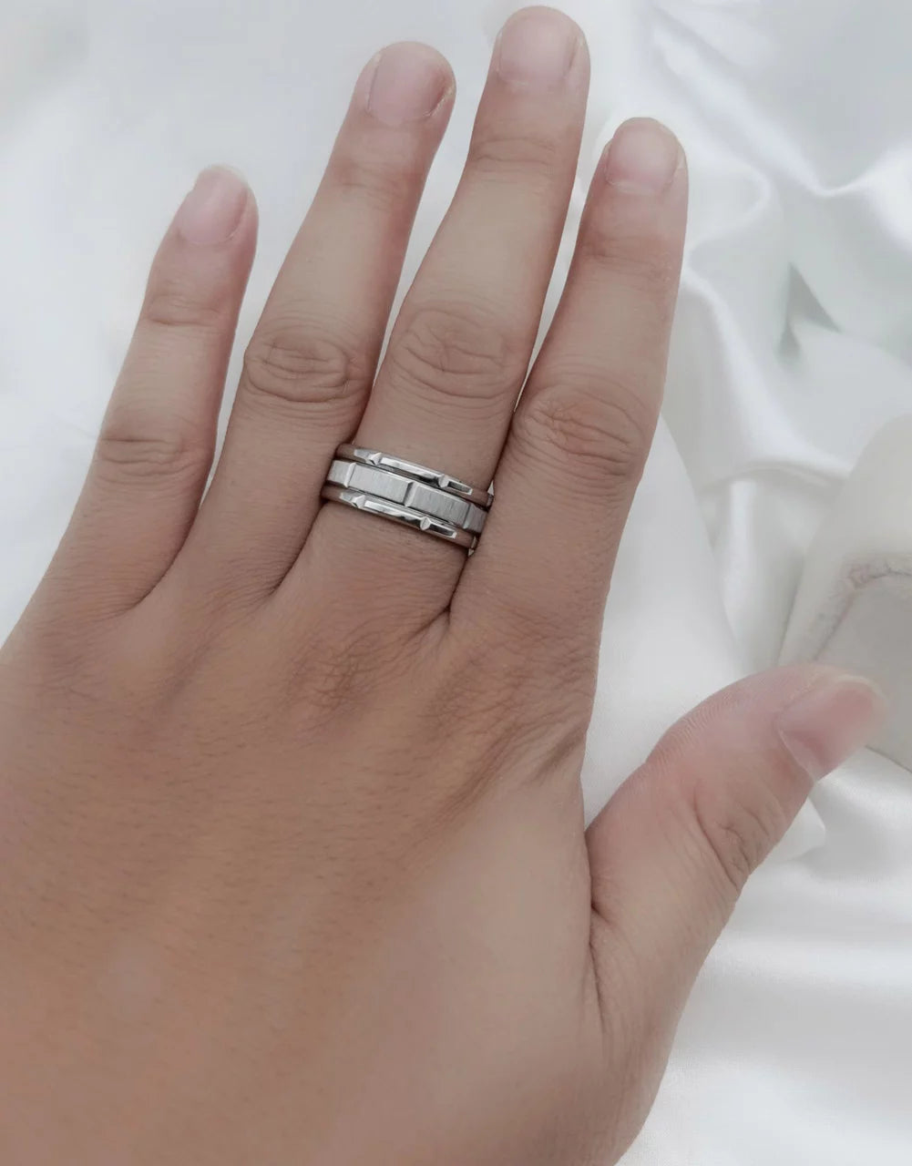 Elegant 10Kt White Gold Plated Matching Couple Rings Set with CZ for Women - Perfect Wedding Bands - Alrickas’ UNIQUE BOUTIQUE