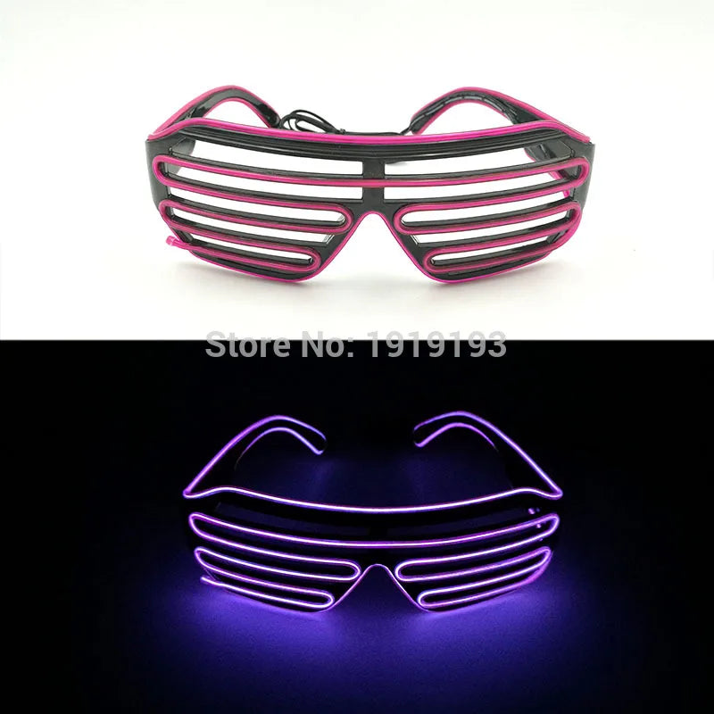Cool Fashion Double Colors EL Window-Shades Glasses Glowing Glasses Neon LED Light up Sunglasses Glow Party Decorative Glasses