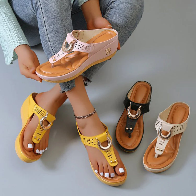 Comfortable Low-Wedge Orthopedic Sandals for Women - Casual Anti-Slip Flip Flops - Alrickas’ UNIQUE BOUTIQUE