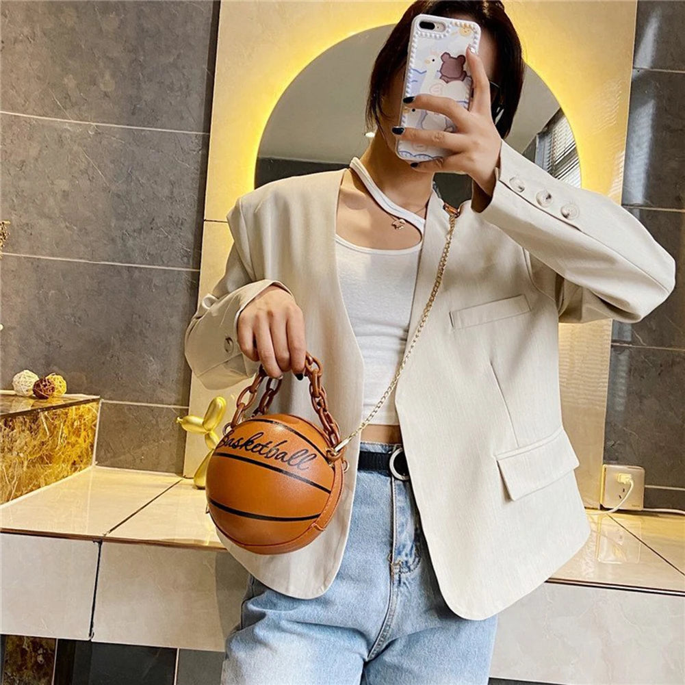 Stylish Pink Leather Basketball Bag for Women - Trendy Crossbody & Shoulder Purse for Teens - Alrickas’ UNIQUE BOUTIQUE