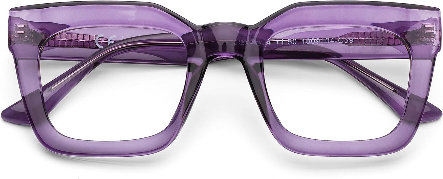 Fashion Square Reading Glasses for Women Blue Light Blocking Computer Readers 2.00 Strength