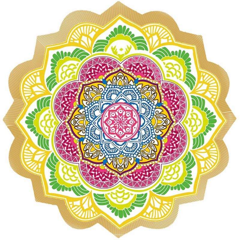 Polygon Printing Tassel Round Bath Towel Yoga Mat - Alrickas’ UNIQUE BOUTIQUE