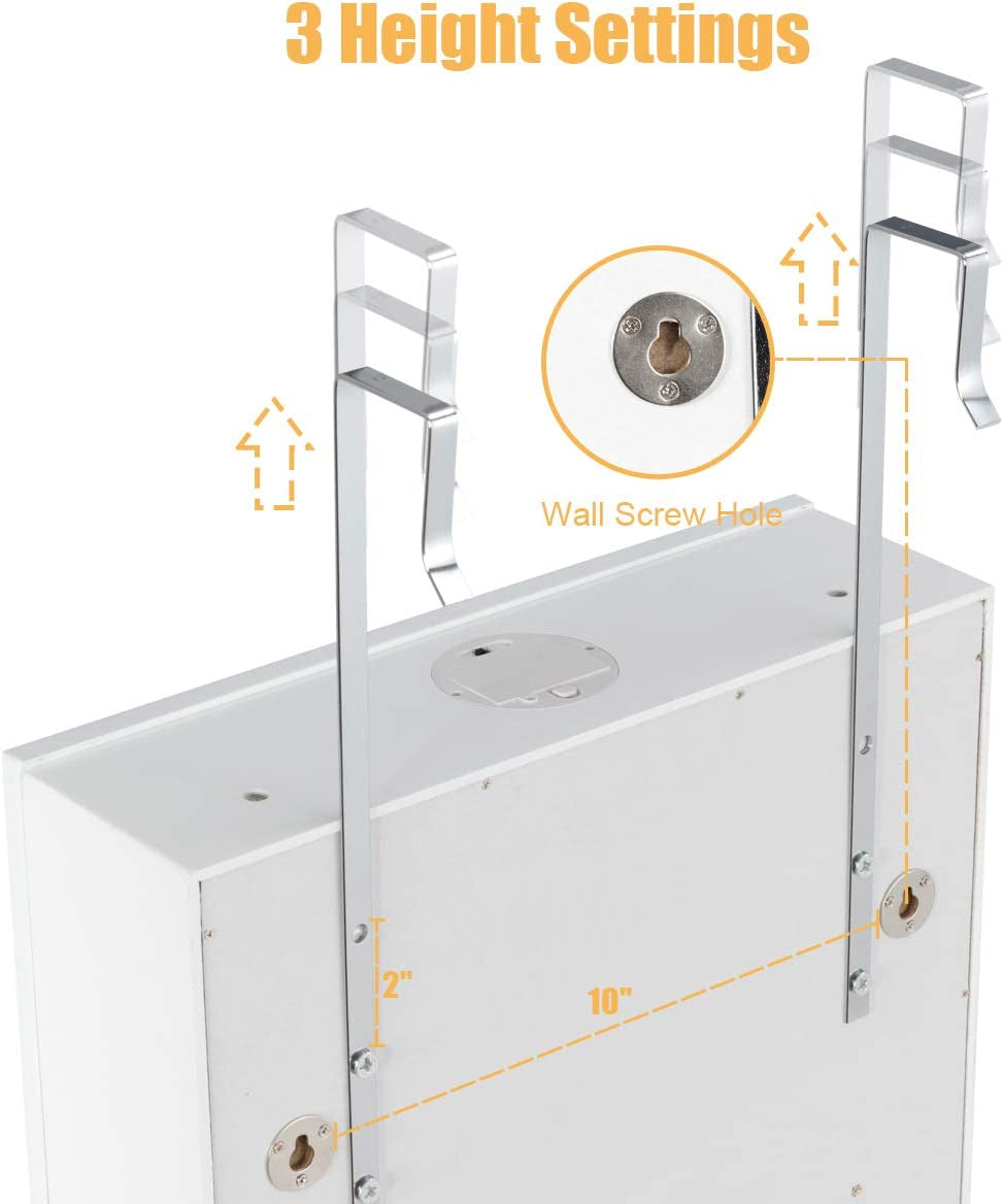 Elegant Wall-Mounted Jewelry Cabinet Armoire with Full-Length Mirror, Lockable Organizer, 5 LED Lights, and Spacious Storage with 6 Acrylic Drawers - White - Alrickas’ UNIQUE BOUTIQUE