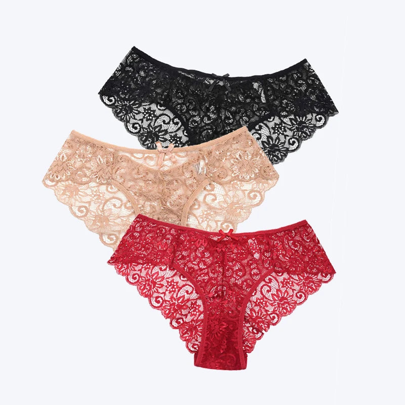 3Pcs/Pack! Sexy Women Lace Panties Underwear Lace Briefs S M L XL Women Underwear