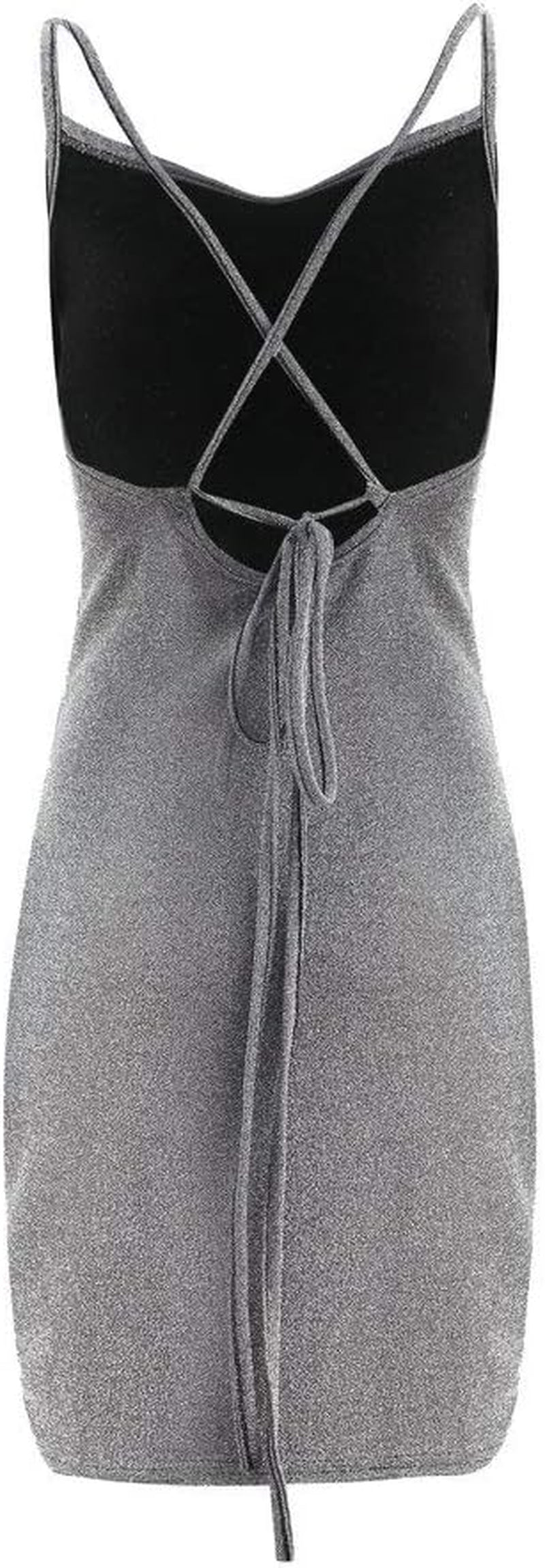 Women'S Sexy Glitter Spaghetti Strap Mini Party Dress