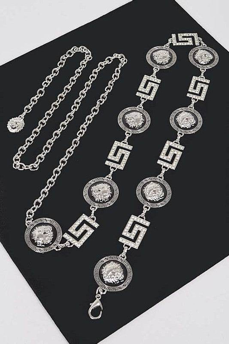 Stylish Plus Size Lion Emblem Chain Belt for a Bold Look - Alrickas’ UNIQUE BOUTIQUE