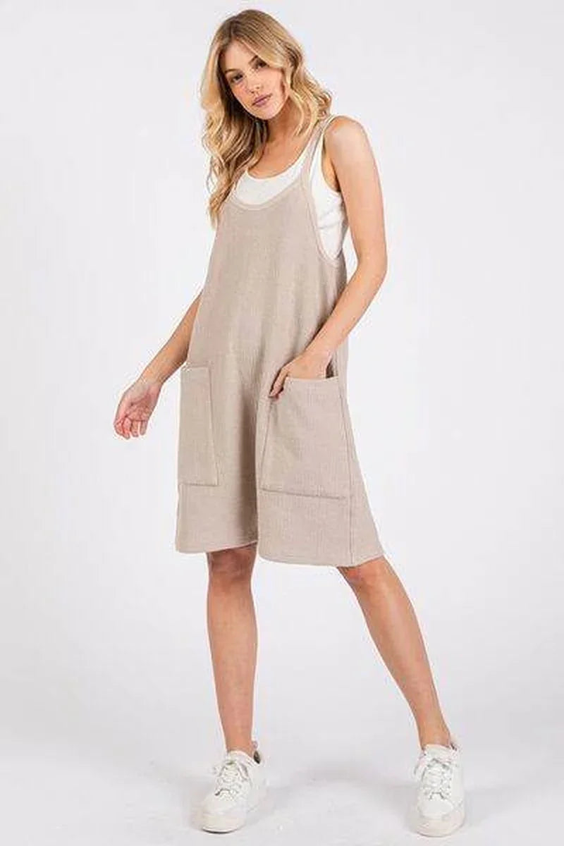 Chic Mittoshop Scoop Neck Spaghetti Strap Overalls with Convenient Pockets - Alrickas’ UNIQUE BOUTIQUE