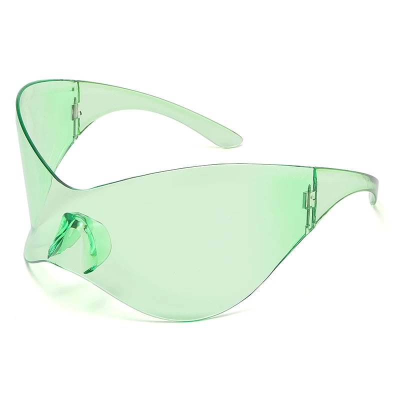 New Oversized Y2K Punk Rimless Sunglasses Women Men Brand Designer Hip Hop Sport One Piece Sun Glasses Shades Goggles