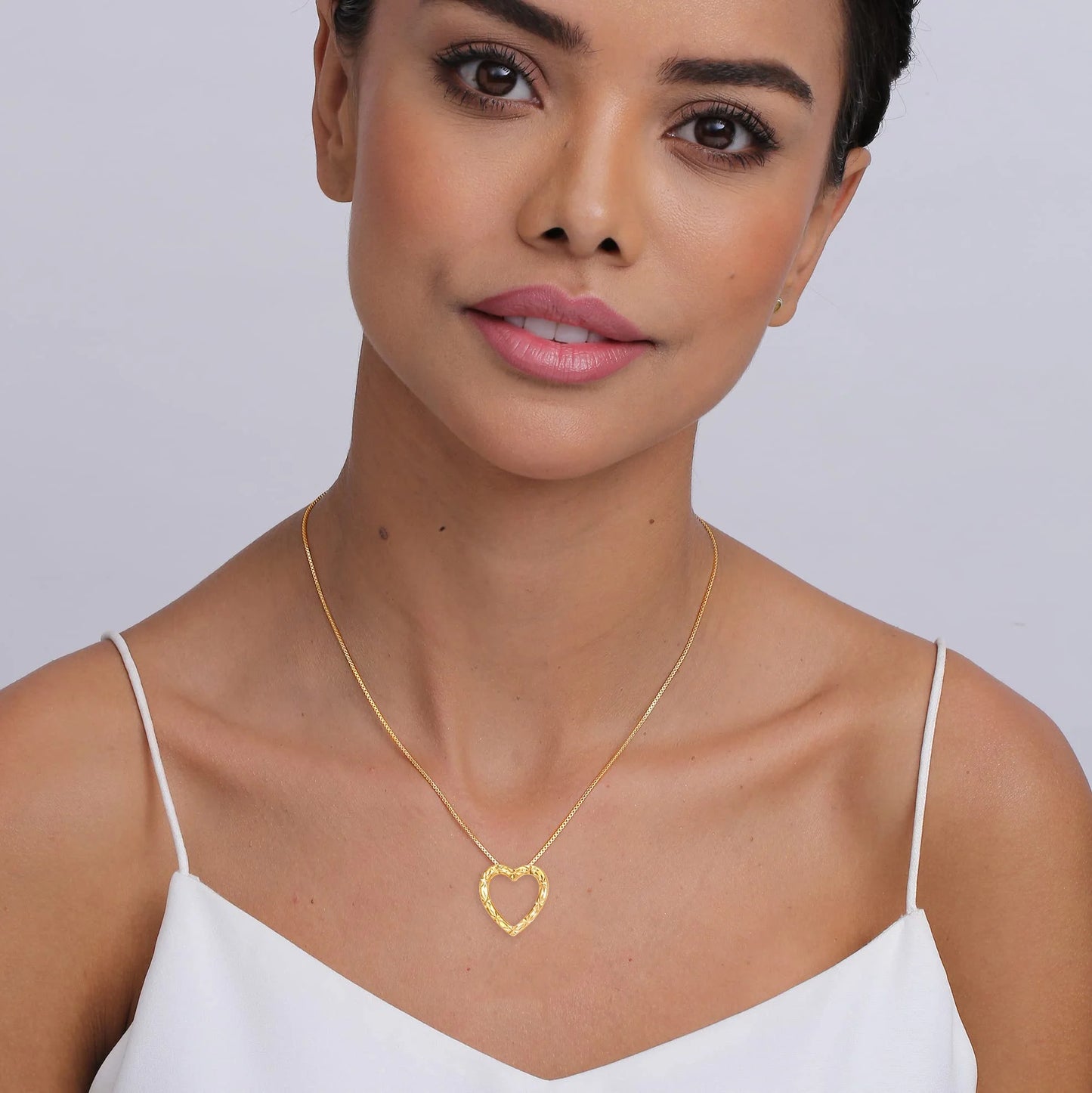925 Sterling Silver 18K Gold-Plated Diamond-Cut Heart Reversible Necklace for Women and Teen 25MM