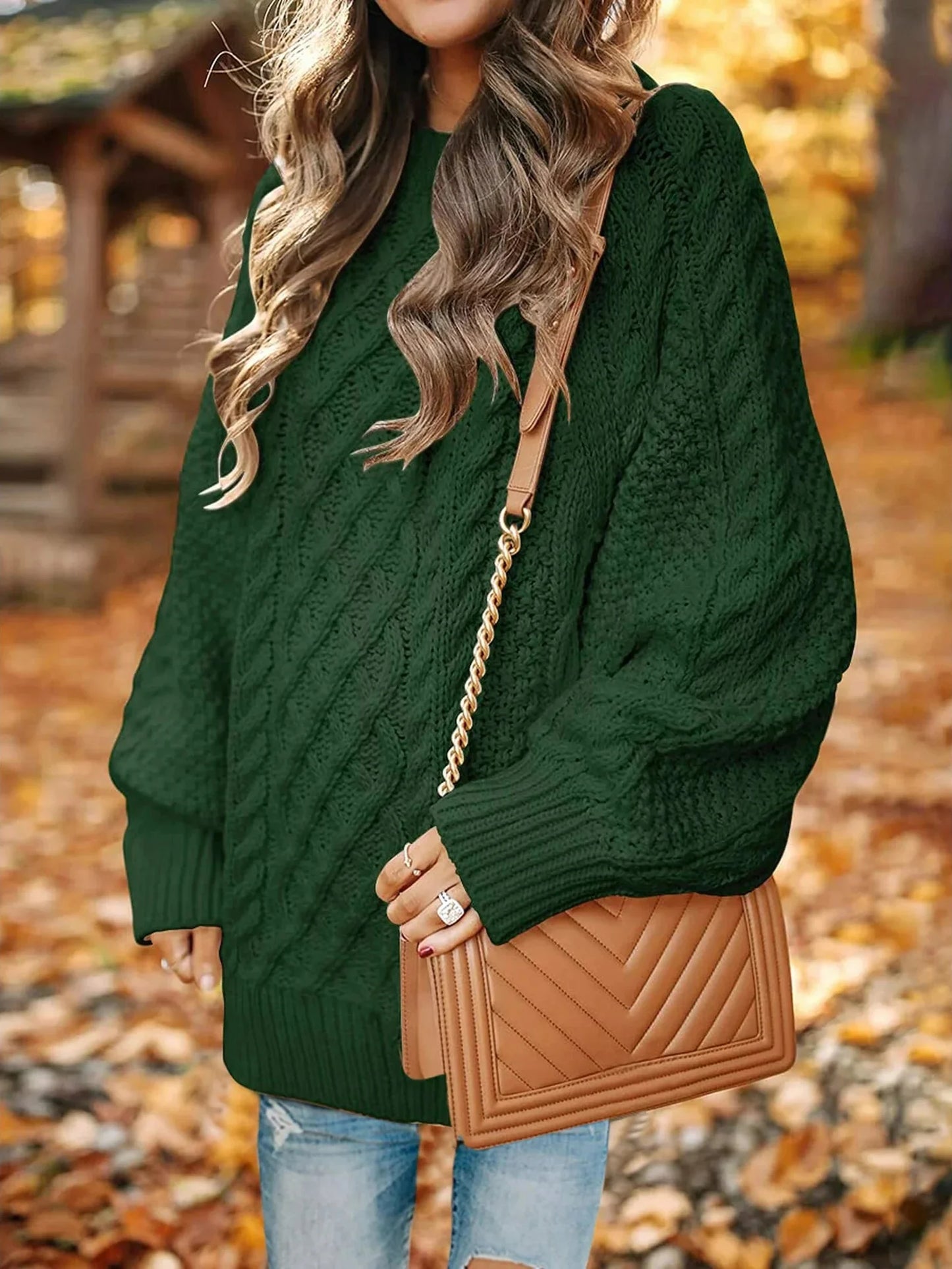 Oversized Sweaters for Women Cable Knit Chunky Pullover Sweater