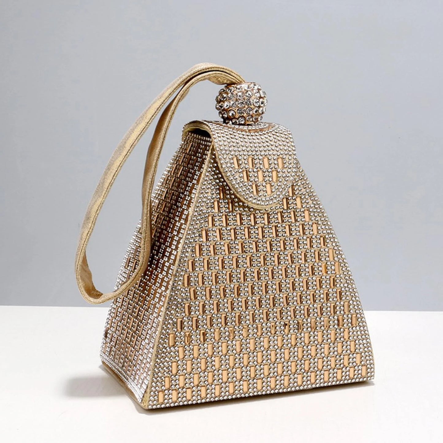Clutch Purse, Handbag, Evening Bag Triangle for Women, Tote for Wedding Cocktail Aureate