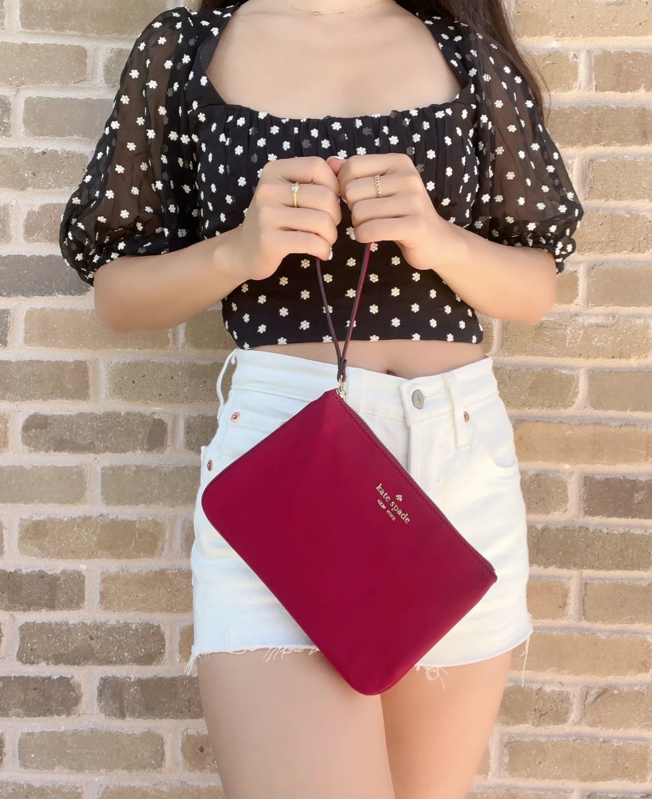 Kate Spade Chelsea the Little Better Nylon Medium Wristlet Pouch Cranberry Pink