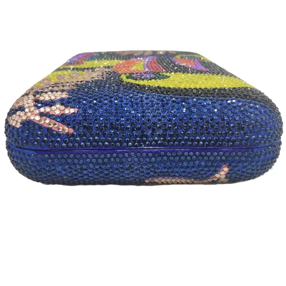 Novelty Toucan Bird Women Crystal Evening Bags Rhinestones Box Minaudiere Clutch Party Cocktail Handbag Purse