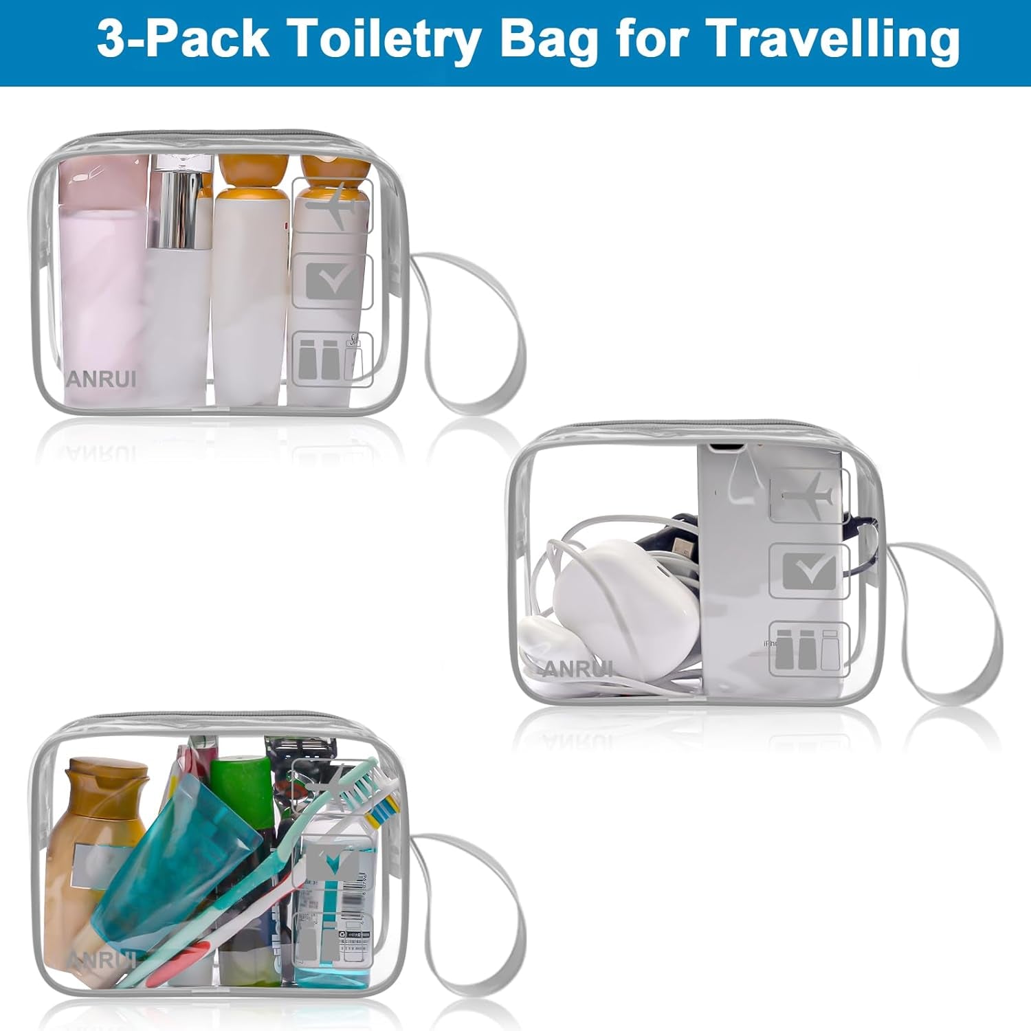 Clear Makeup Bags - Waterproof Travel Cosmetic Pouch for Women & Kids - Perfect Toiletries Organizer for On-the-Go! - Alrickas’ UNIQUE BOUTIQUE