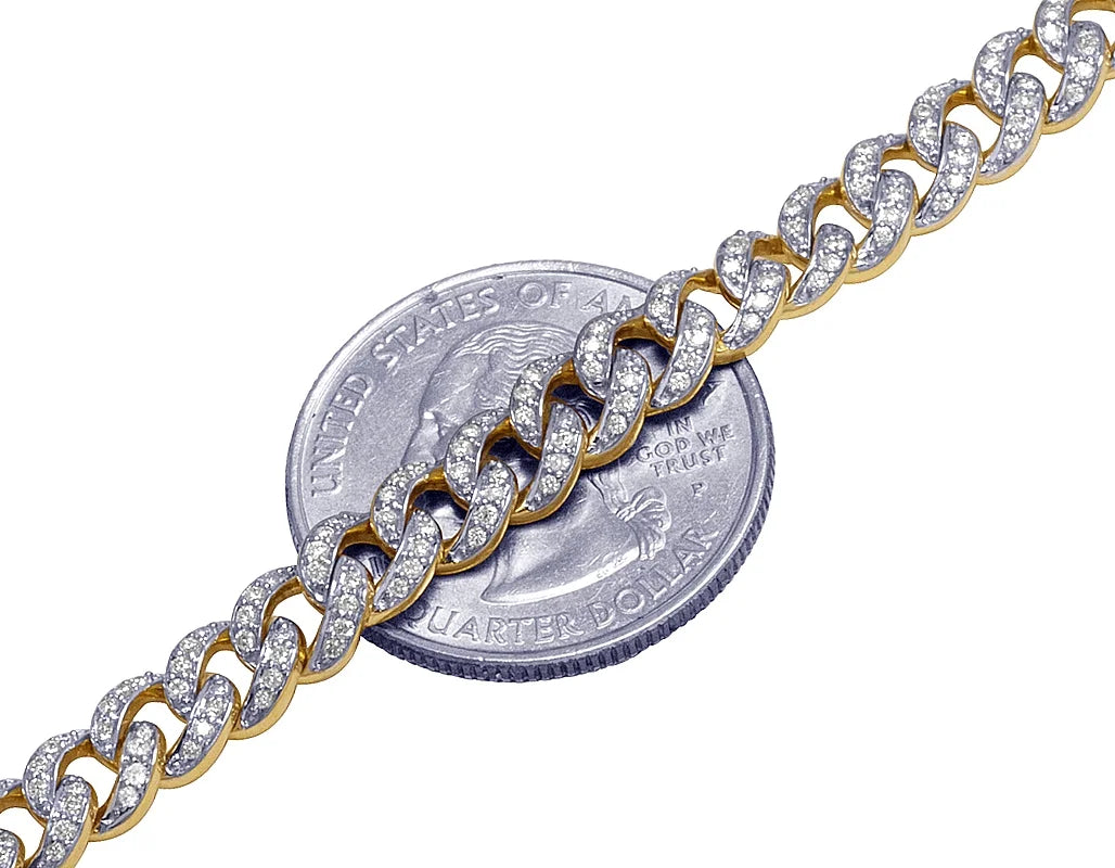 Mens 10K Yellow Gold Real Diamond Cuban Link Chain Bracelet 2.0 CT 8.5"