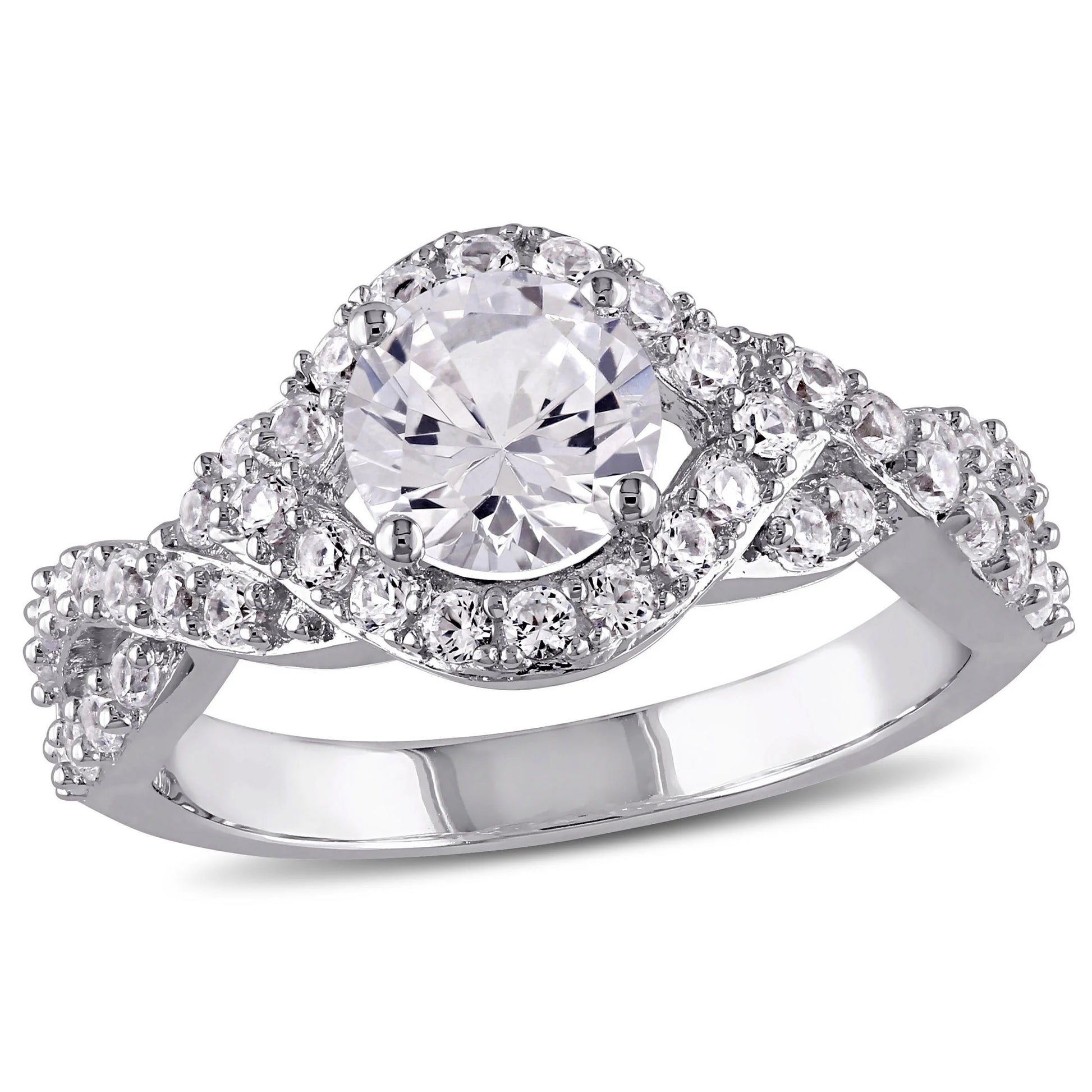 Stunning Created Sapphire Sterling Silver Engagement Ring for Women - Alrickas’ UNIQUE BOUTIQUE