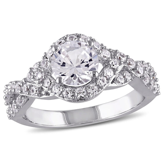 Stunning Created Sapphire Sterling Silver Engagement Ring for Women - Alrickas’ UNIQUE BOUTIQUE