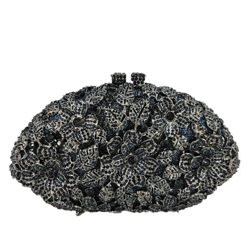 (In Stock) Dazzling Flower Crystal Clutch Evening Purse Bag Women Formal Dinner Handbag Wedding Bridal Purse