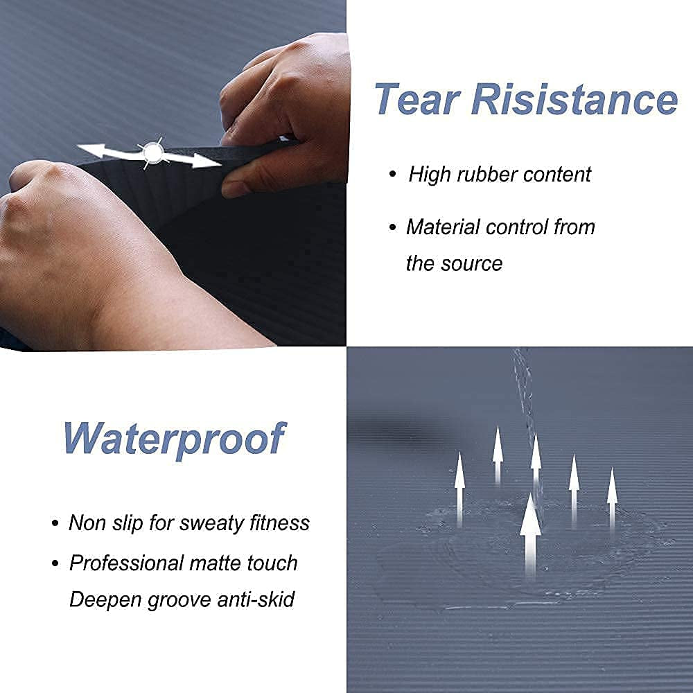 Extra Large 6x4 Ft Yoga Mat - 10mm Thick Ultra Comfortable Fitness Mat for Home Yoga, Pilates & Stretching - Navy Blue - Alrickas’ UNIQUE BOUTIQUE