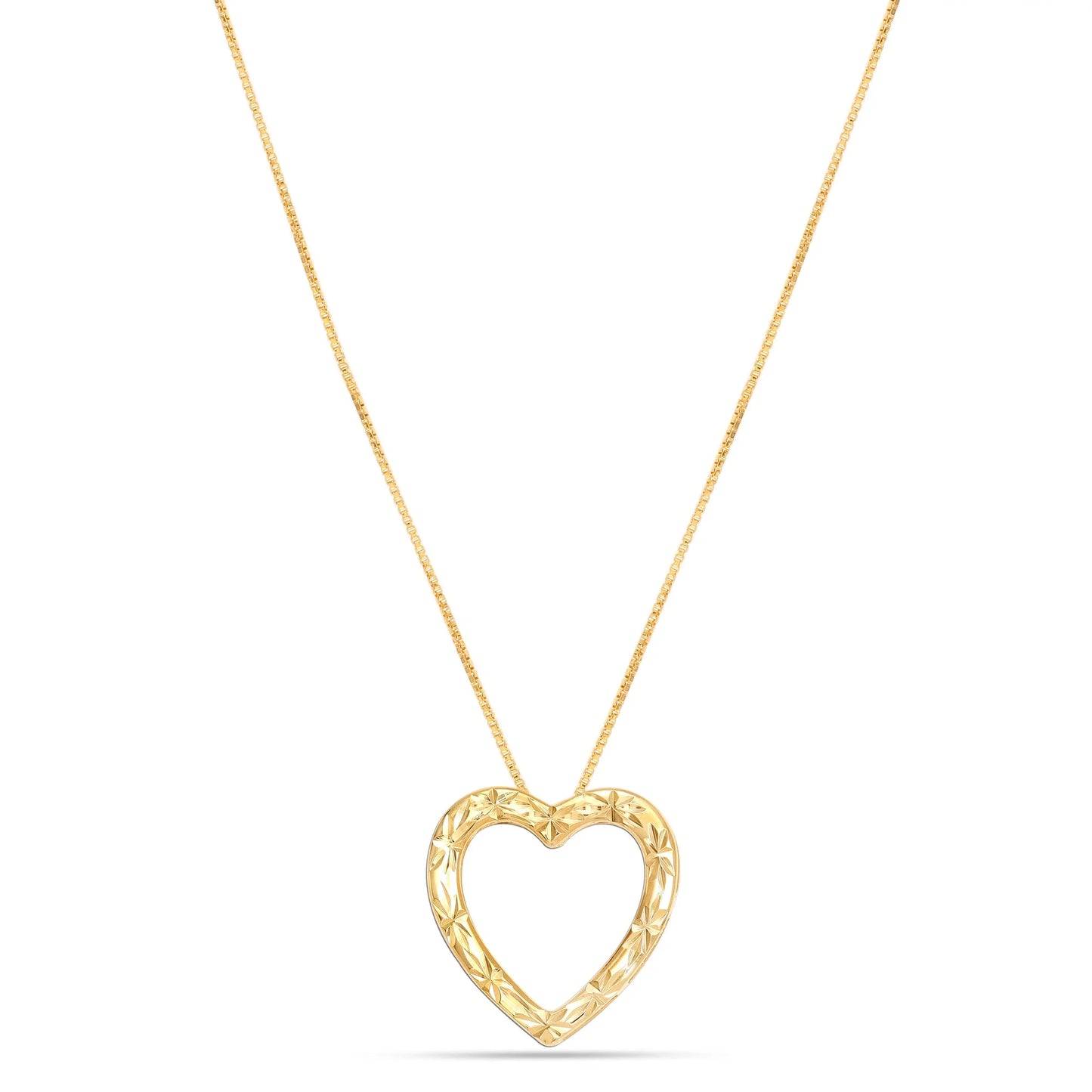 925 Sterling Silver 18K Gold-Plated Diamond-Cut Heart Reversible Necklace for Women and Teen 25MM