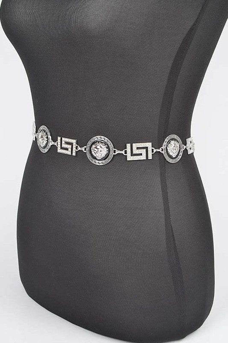 Stylish Plus Size Lion Emblem Chain Belt for a Bold Look - Alrickas’ UNIQUE BOUTIQUE