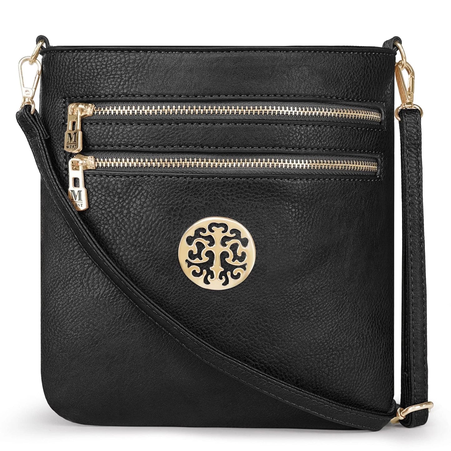 Crossbody Bags for Women Multi Pocket Cross Body Bag Purses with Adjustable Strap, Black
