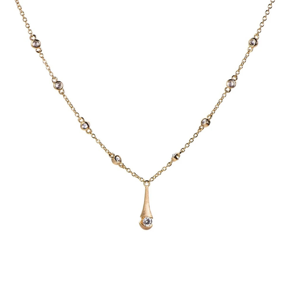 Vintage 18K Gold Plated 925 Sterling Silver round Cut Lab Sapphire Gems Pendant Necklace Fine Jewelry Anniversary Gift