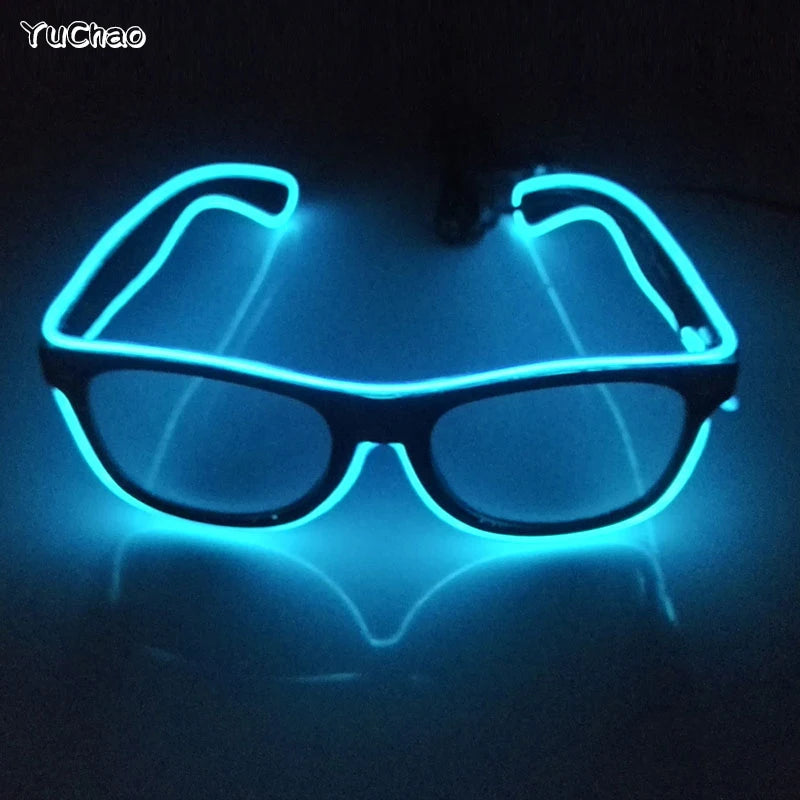 Cool Fashion Double Colors EL Window-Shades Glasses Glowing Glasses Neon LED Light up Sunglasses Glow Party Decorative Glasses