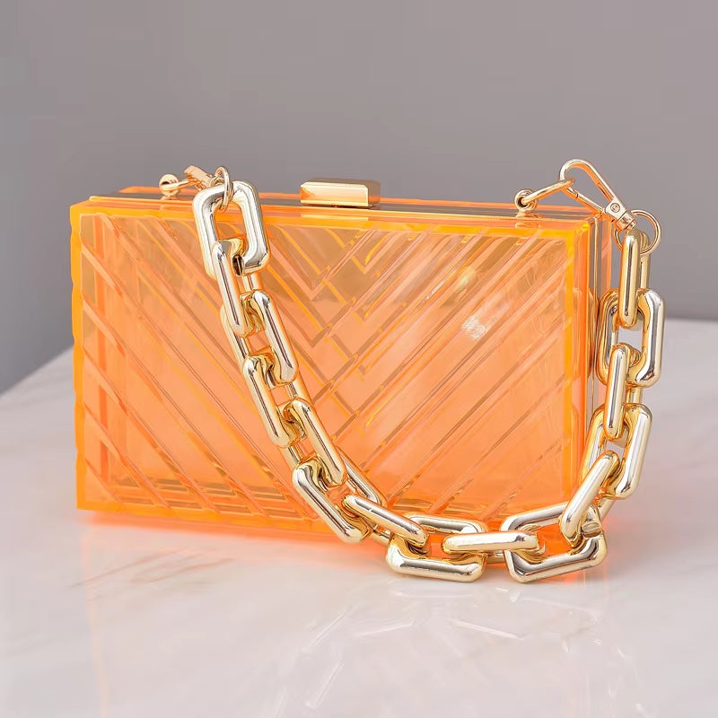 Transparent Bag Woman Luxury Handbags Designer Evening Clutch Clear Purse Crossbody Shoulder Acrylic Wedding Thick Strap Bag