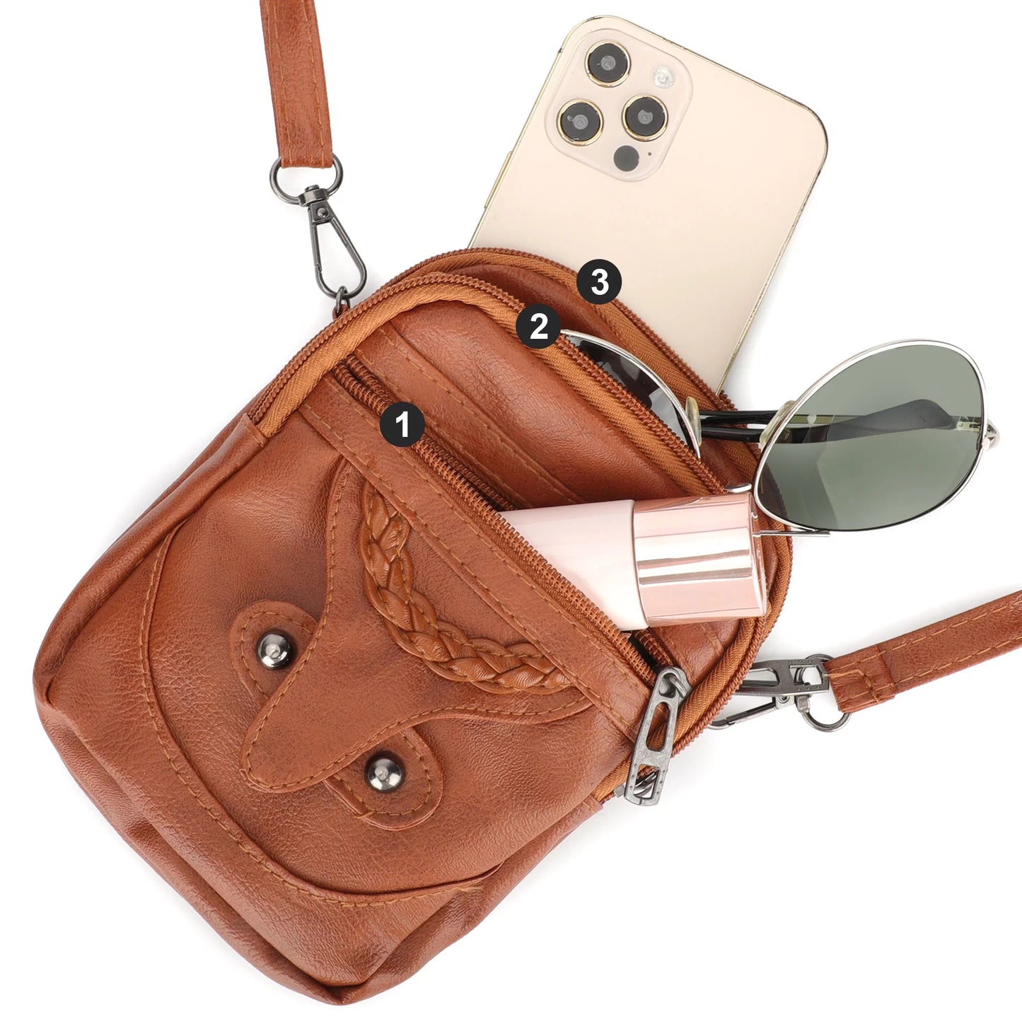 Small Cell Phone Purse, PU Leather Crossbody Phone Bag with Adjustable Strap
