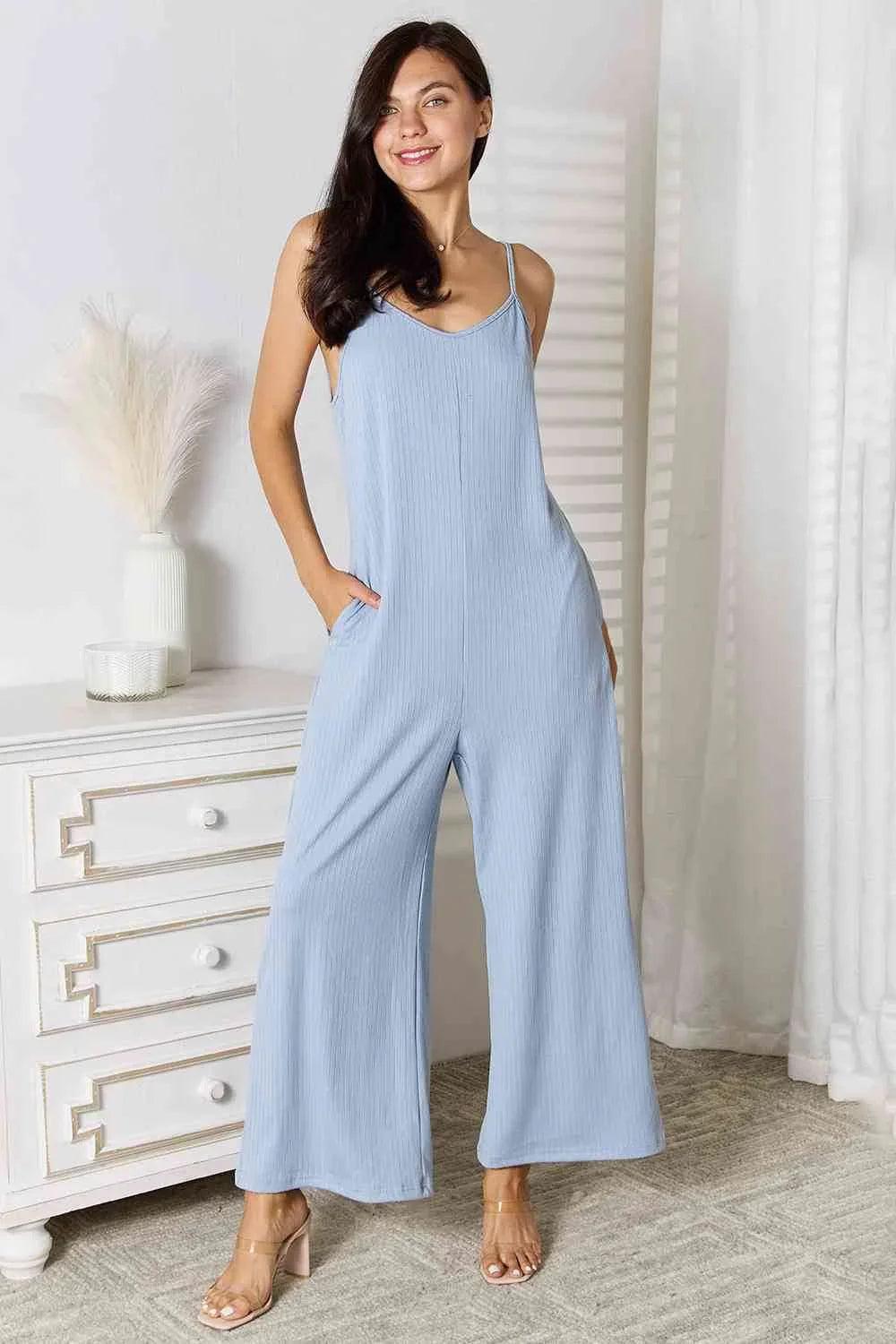 Chic V-Neck Spaghetti Strap Jumpsuit - Perfect Fit for Every Body - Alrickas’ UNIQUE BOUTIQUE