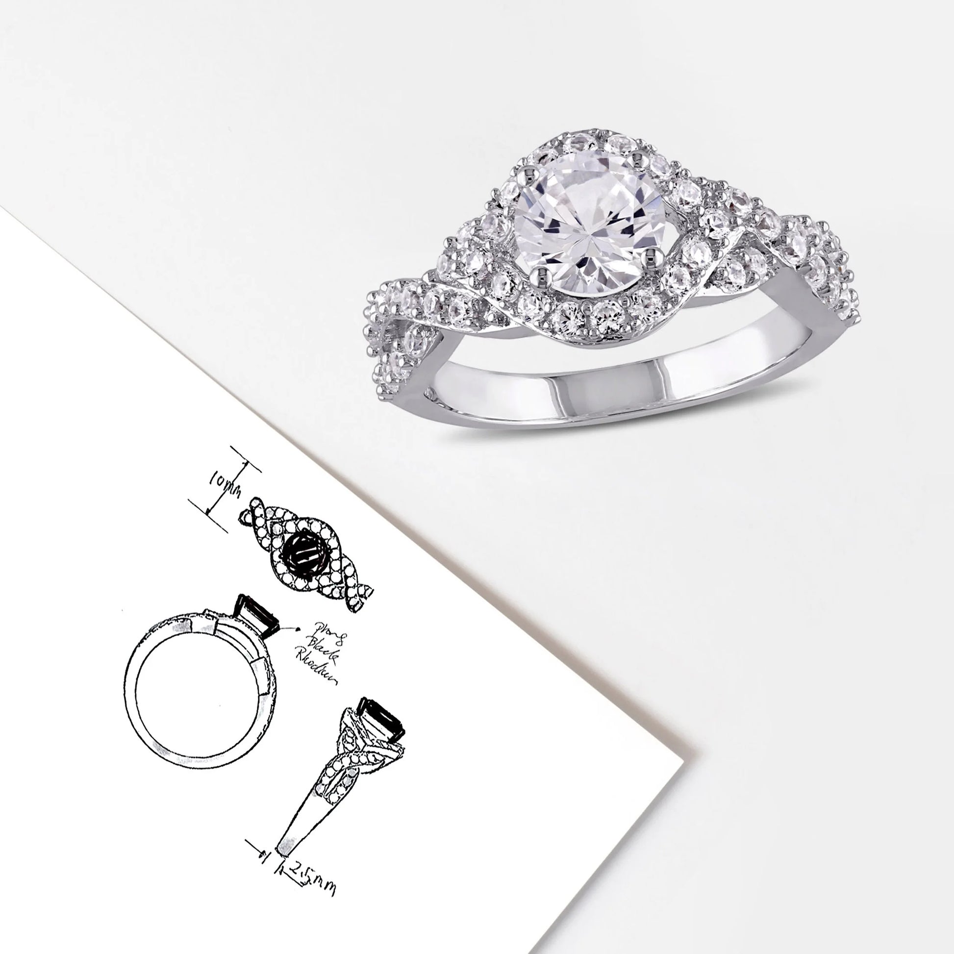 Stunning Created Sapphire Sterling Silver Engagement Ring for Women - Alrickas’ UNIQUE BOUTIQUE