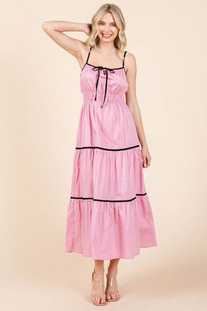 Chic Plus Size Piping Detail Midi Sundress - Alrickas’ UNIQUE BOUTIQUE