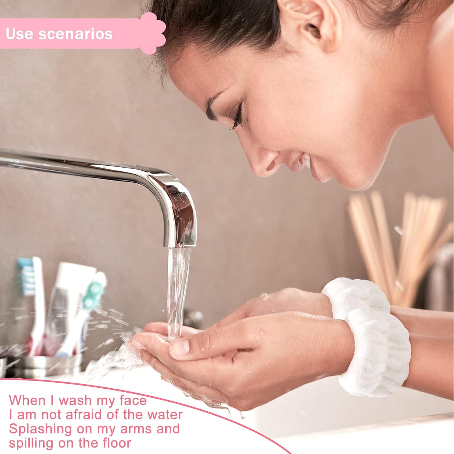 2-Pack Microfiber Face Washing Wristbands - Stretchy Absorbent Arm Towels for Women and Kids, Perfect for Spa and Daily Skincare Routine - Alrickas’ UNIQUE BOUTIQUE