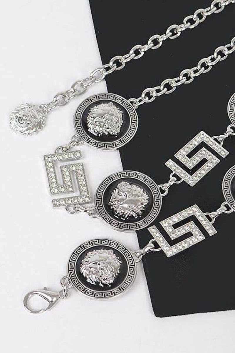 Stylish Plus Size Lion Emblem Chain Belt for a Bold Look - Alrickas’ UNIQUE BOUTIQUE