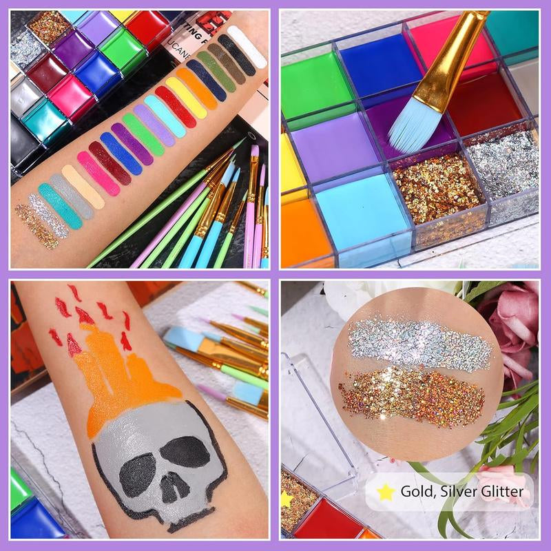 UCANBE Athena Professional Non-Toxic Face and Body Oil Paint Palette - Perfect for Halloween, Special Effects, and Party Makeup for All Ages! - Alrickas’ UNIQUE BOUTIQUE