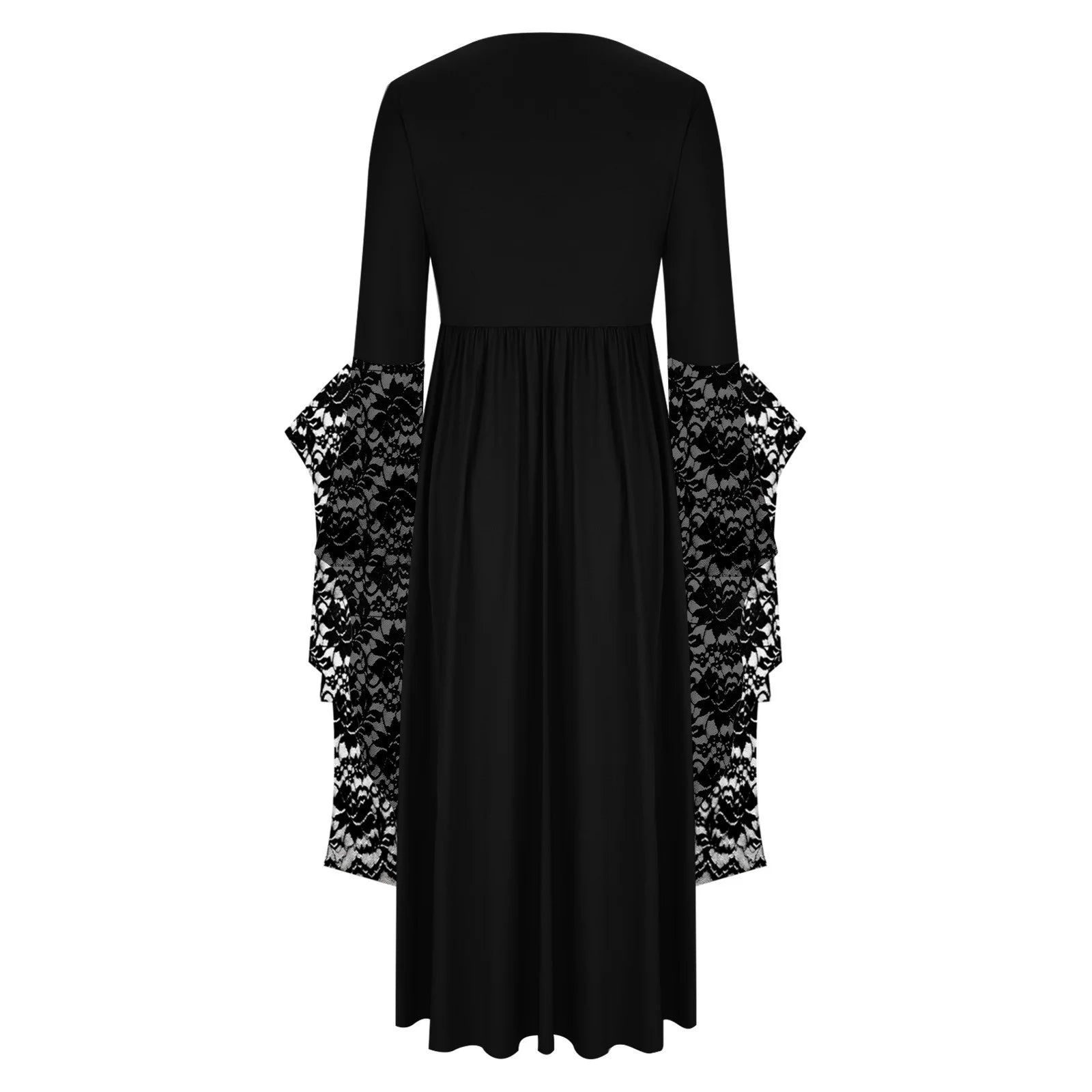 Plus Size Women's Gothic Flare Sleeve Dress - Skull Lace Print Steampunk Maxi Cocktail Dress for Summer Weddings - Alrickas’ UNIQUE BOUTIQUE