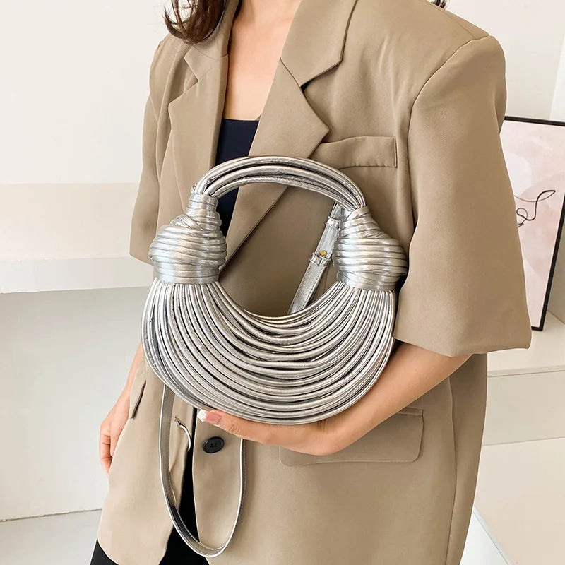 MOODS Luxury Evening Purses for Women Golden Noodle Knot Design Dinner Party Clutch Bag 2023 Luxury Designer Purses and Handbags