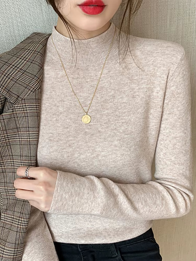 Chic 2024 Women's Turtleneck Sweater - Stylish Stretch Knit Pullover with Long Sleeves - Alrickas’ UNIQUE BOUTIQUE
