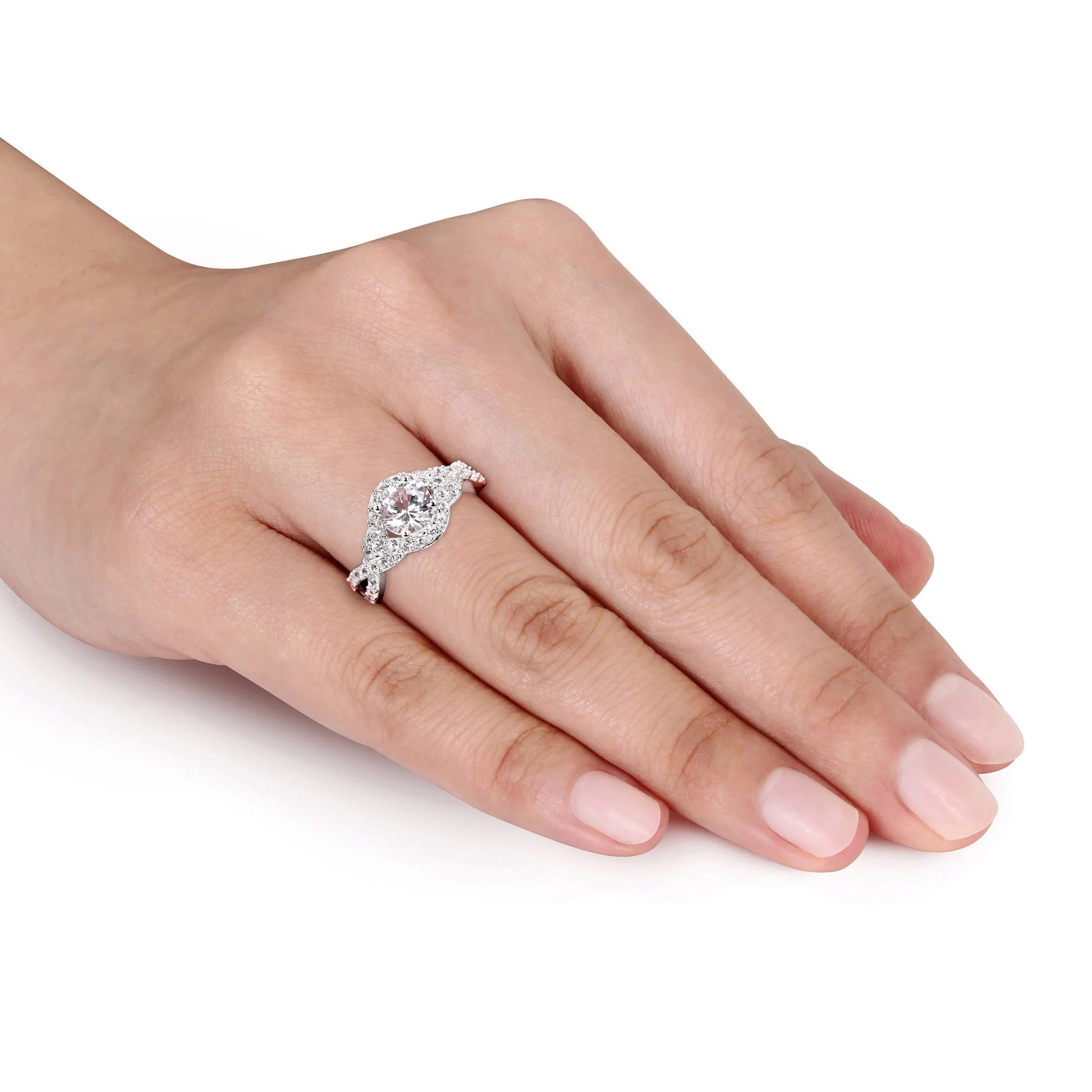 Stunning Created Sapphire Sterling Silver Engagement Ring for Women - Alrickas’ UNIQUE BOUTIQUE